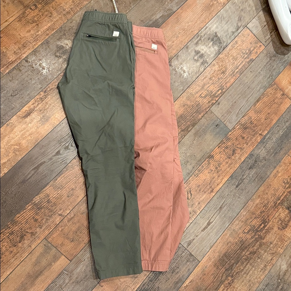Vuori Olive Green and Pink Pants NWOT